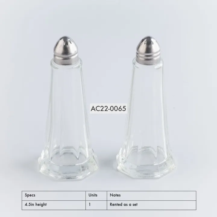 AC22-0065 - Clear Silver Glass Salt and Pepper Shakers - 4.5" (H)
