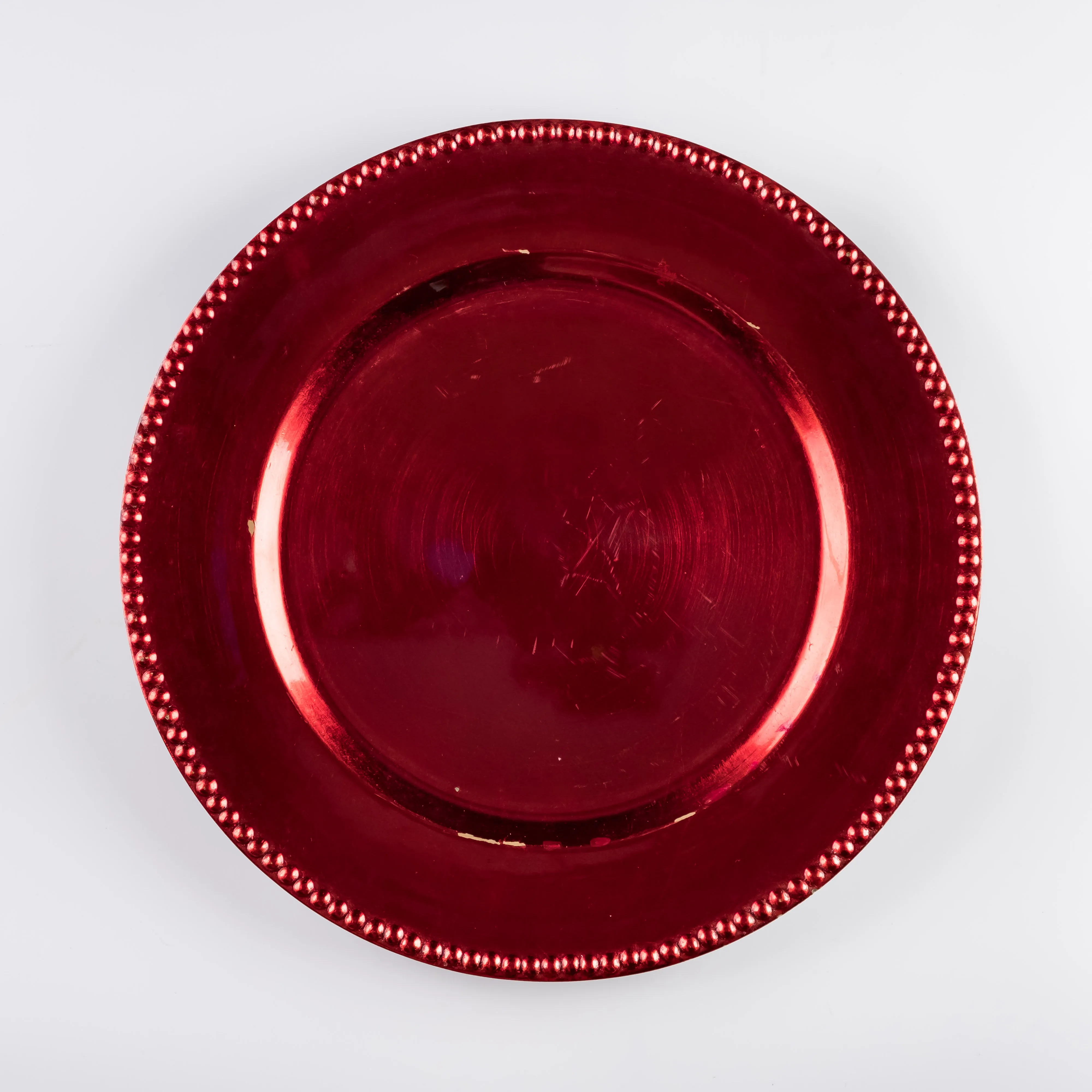 PL21-0177 - Red Plastic Plate - 13" (D)