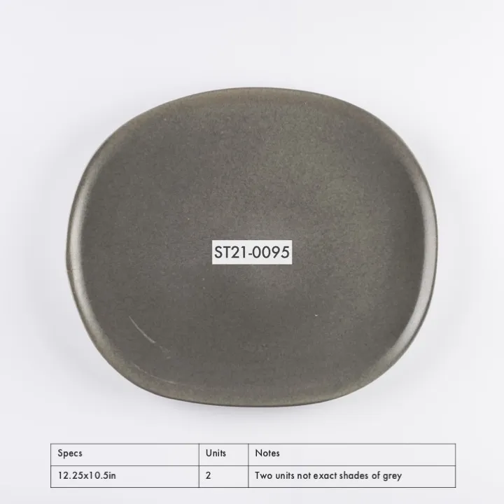ST21-0095 - Grey Stoneware Platter - 12.25" 10.5" (LW)