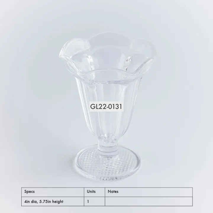 GL22-0131 - Clear Glass for Shakes and Desserts - 4" 5.75" (DH)