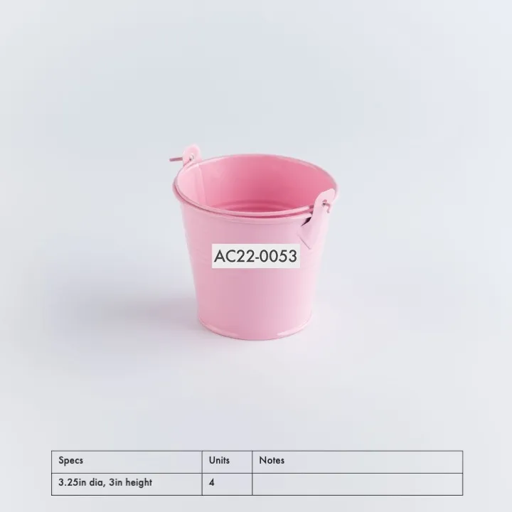 AC22-0053 - Pink Metal Bucket - 3.25" 3" (DH)