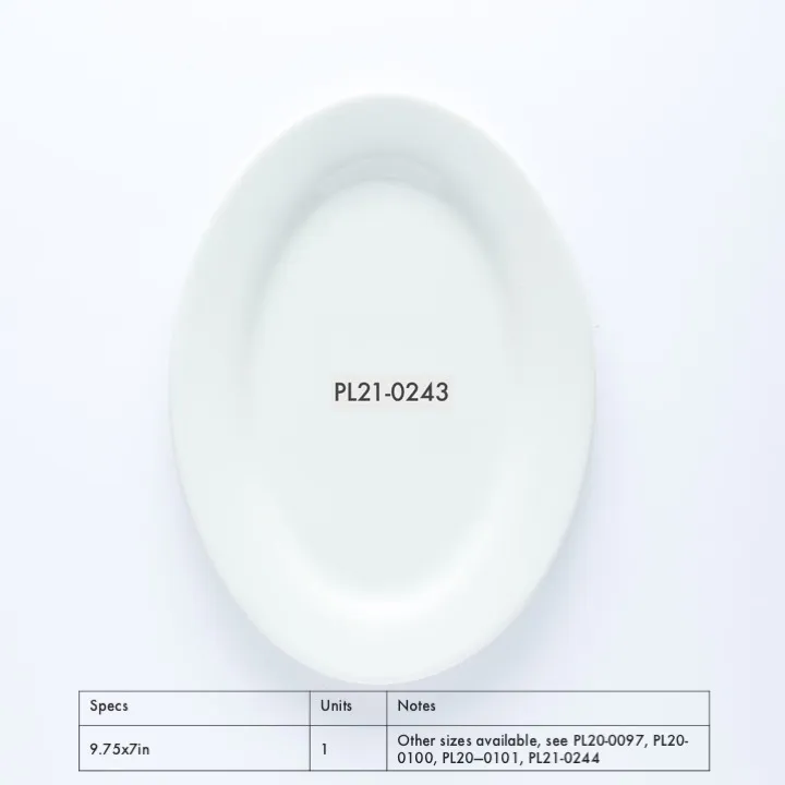 PL21-0243 - White Ceramic Plate - 9.75" 7" (LW)
