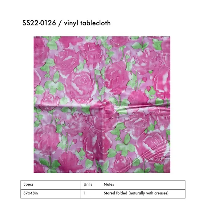 SS22-0126 - Pink Green Vinyl Tablecloth - 87" 48" (LW)
