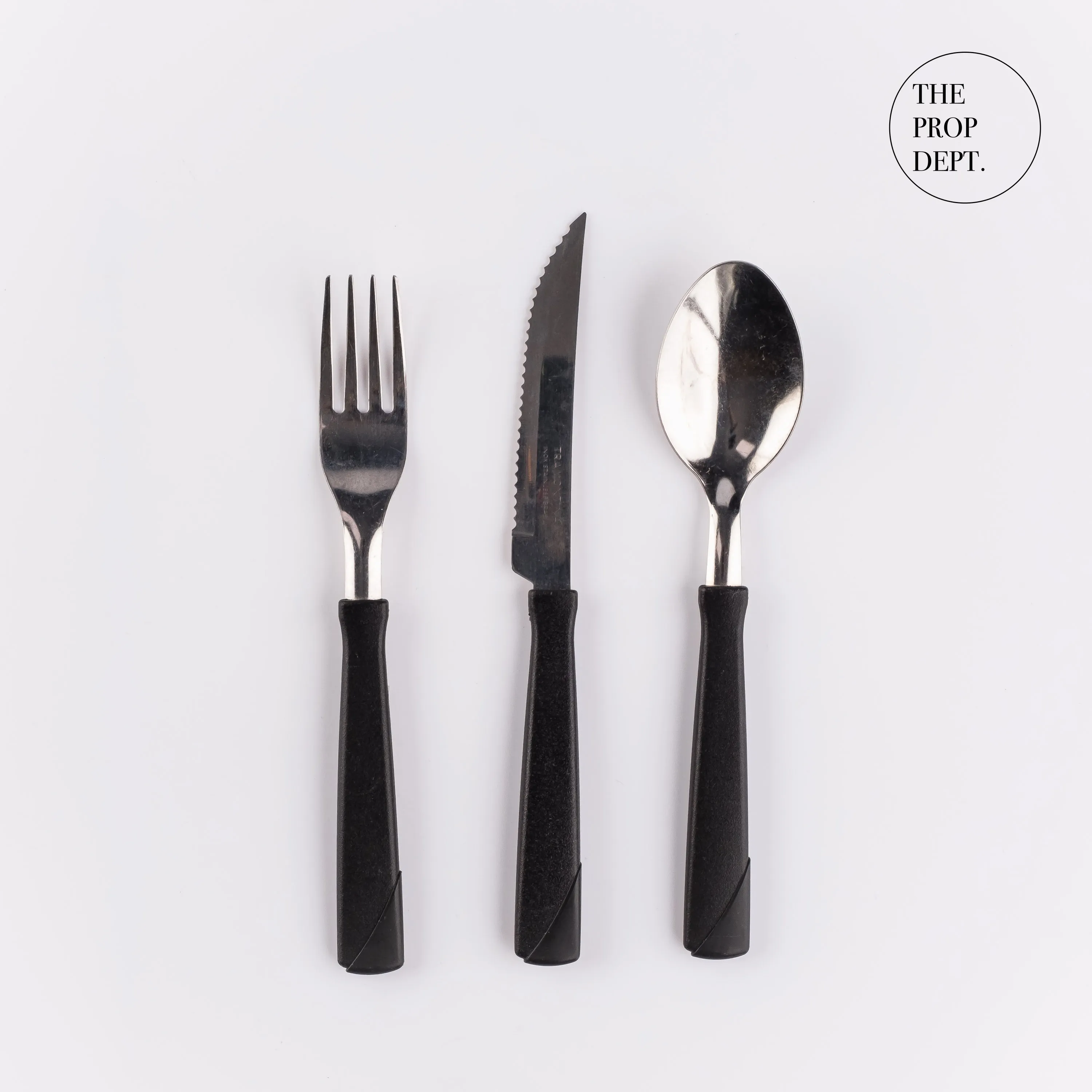 UT23-0372 - Silver Black Metal Utensil Set - 7.25" (L)