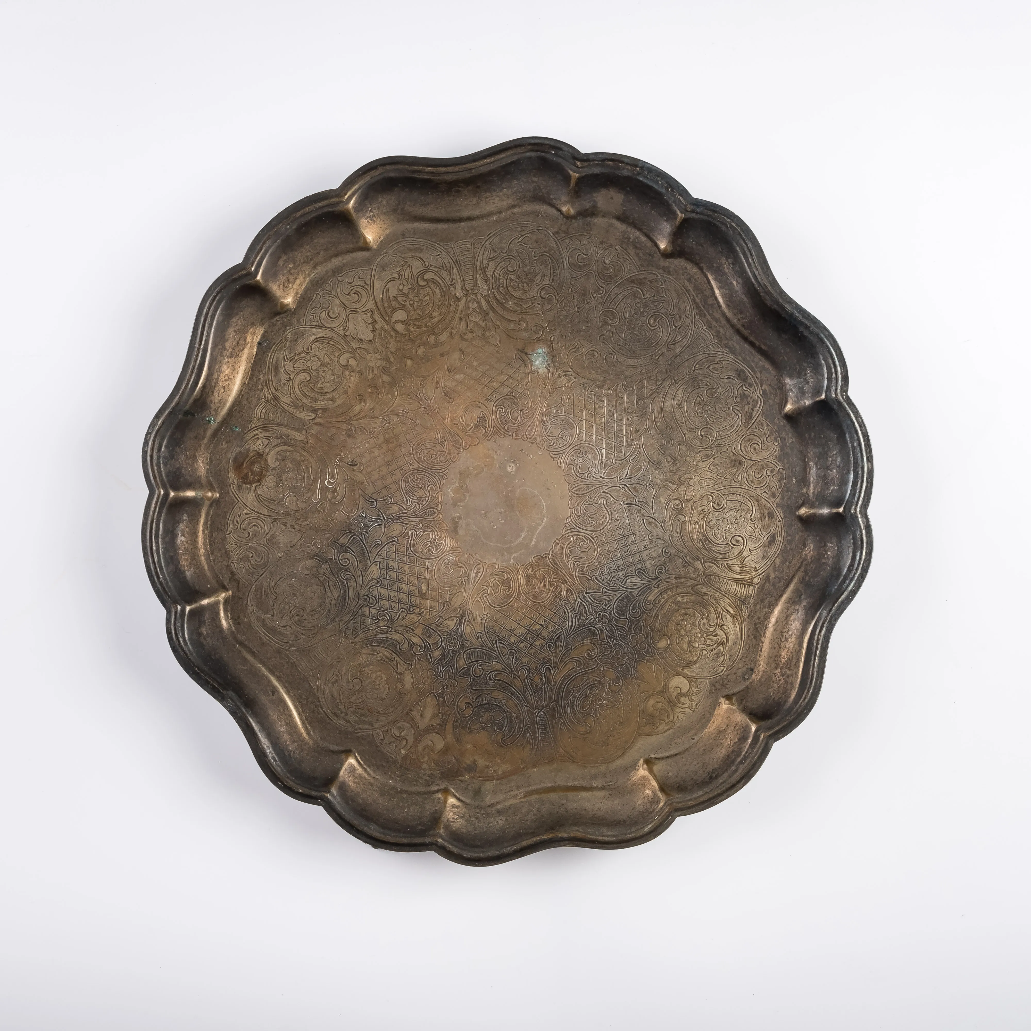 BO21-0049 - Silver Patina Metal Tray - 15" 1.25" (DH)