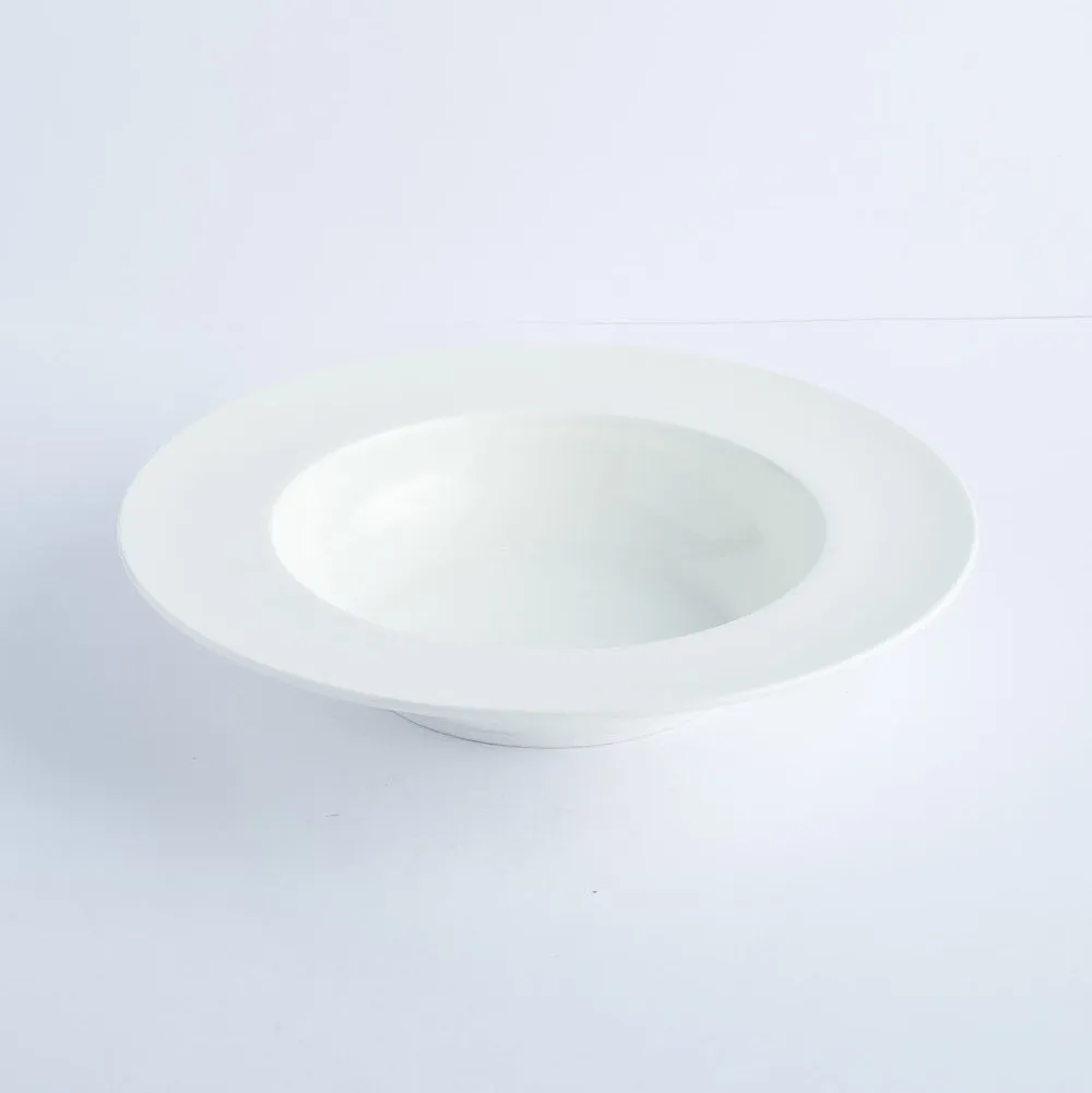 BW20-0202 - White Ceramic Bowl - 9.5" 2" (DH)