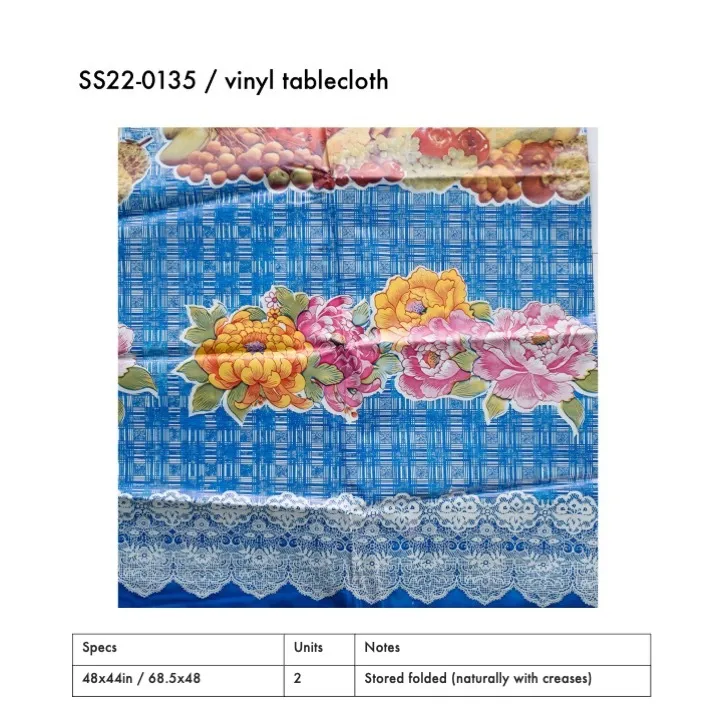 SS22-0135 - Blue Orange Vinyl Tablecloth - 48 / 68.5" 44 / 48" (LW)