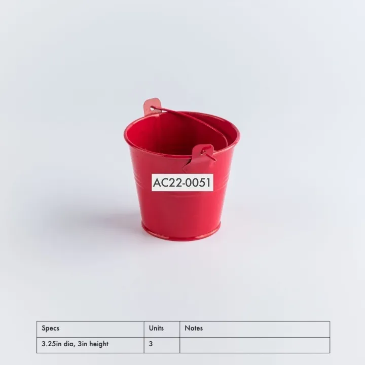 AC22-0051 - Red Metal Bucket - 3.25" 3" (DH)