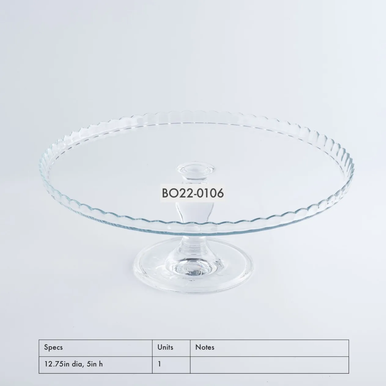 BO22-0106 - Clear Glass Cake Stand - 12.75" 5" (DH)