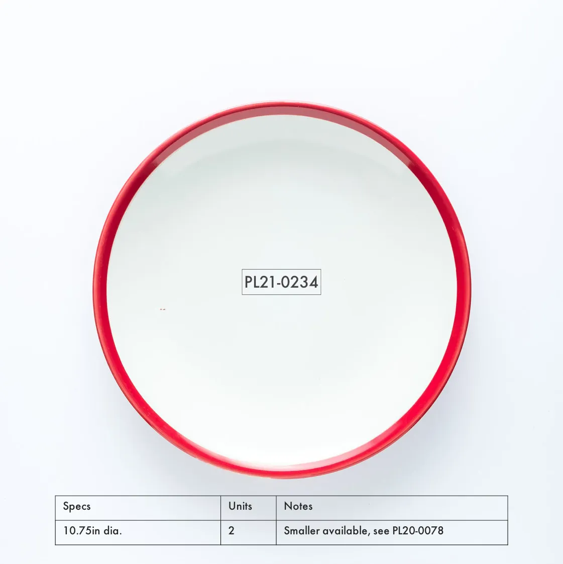 PL21-0234 - White Red Ceramic Plate - 10.75" (D)