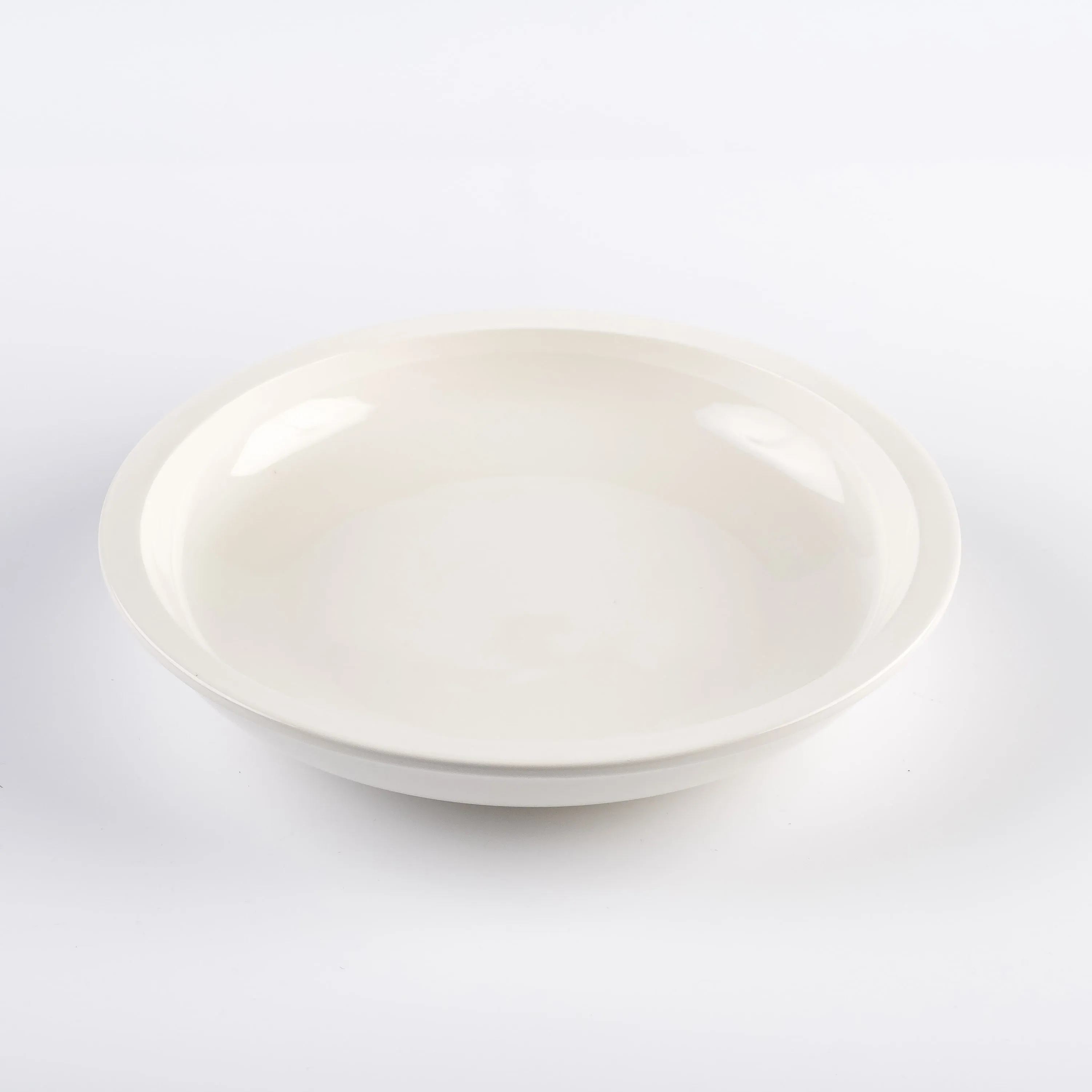 BW21-0437 - White Ceramic Ulam Bowl - 9.75" 1.75" (DH)