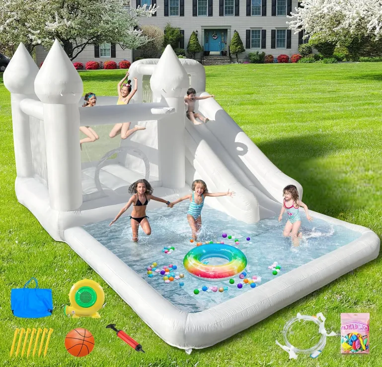 White Castle Bounce House with Slide 