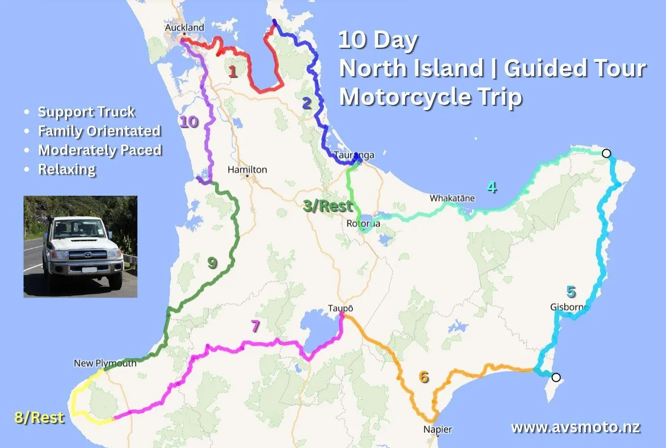 10-Day North Island Motorcycle Guided Tour Package