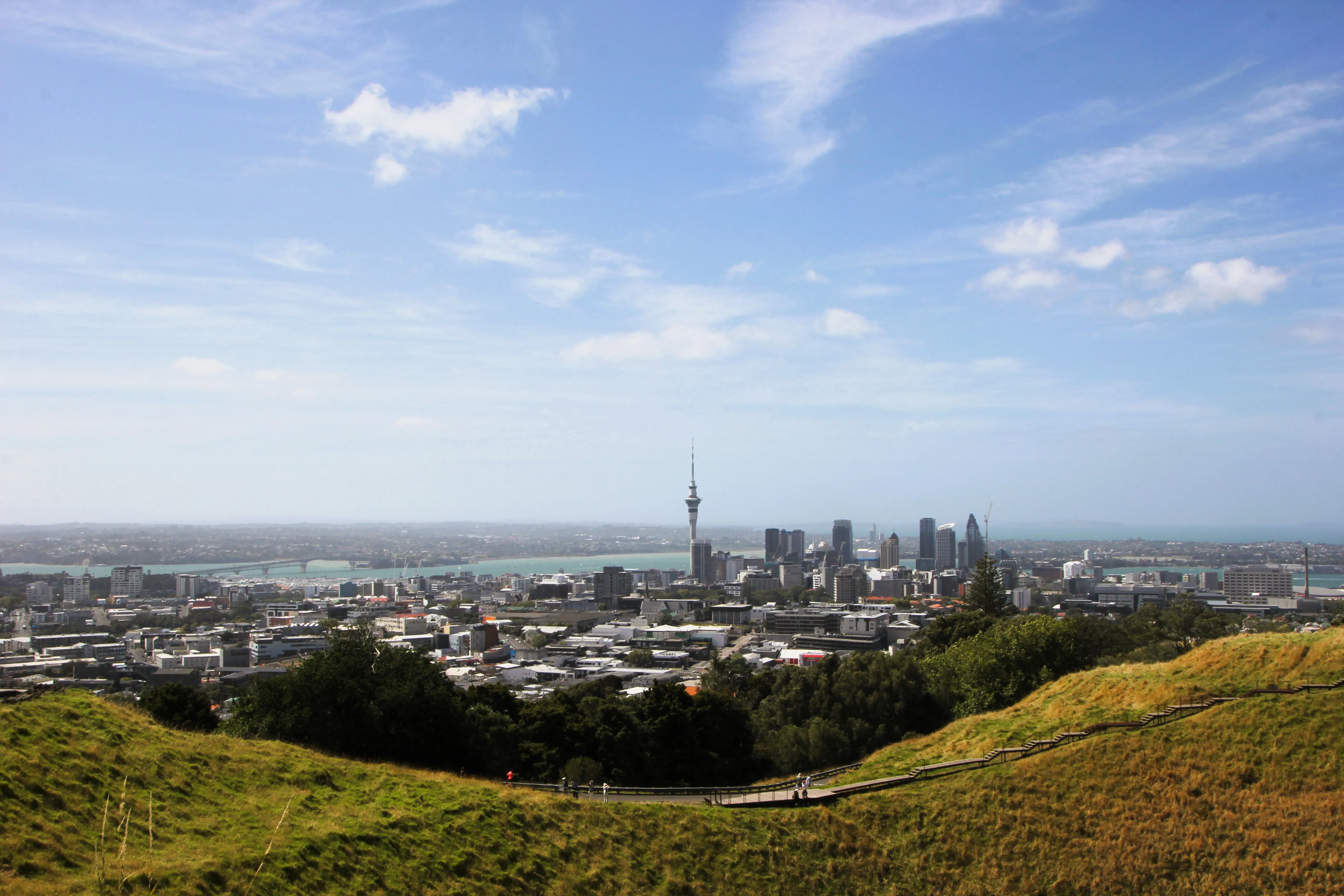 Auckland city viewed from Mount Eden viewing platform 