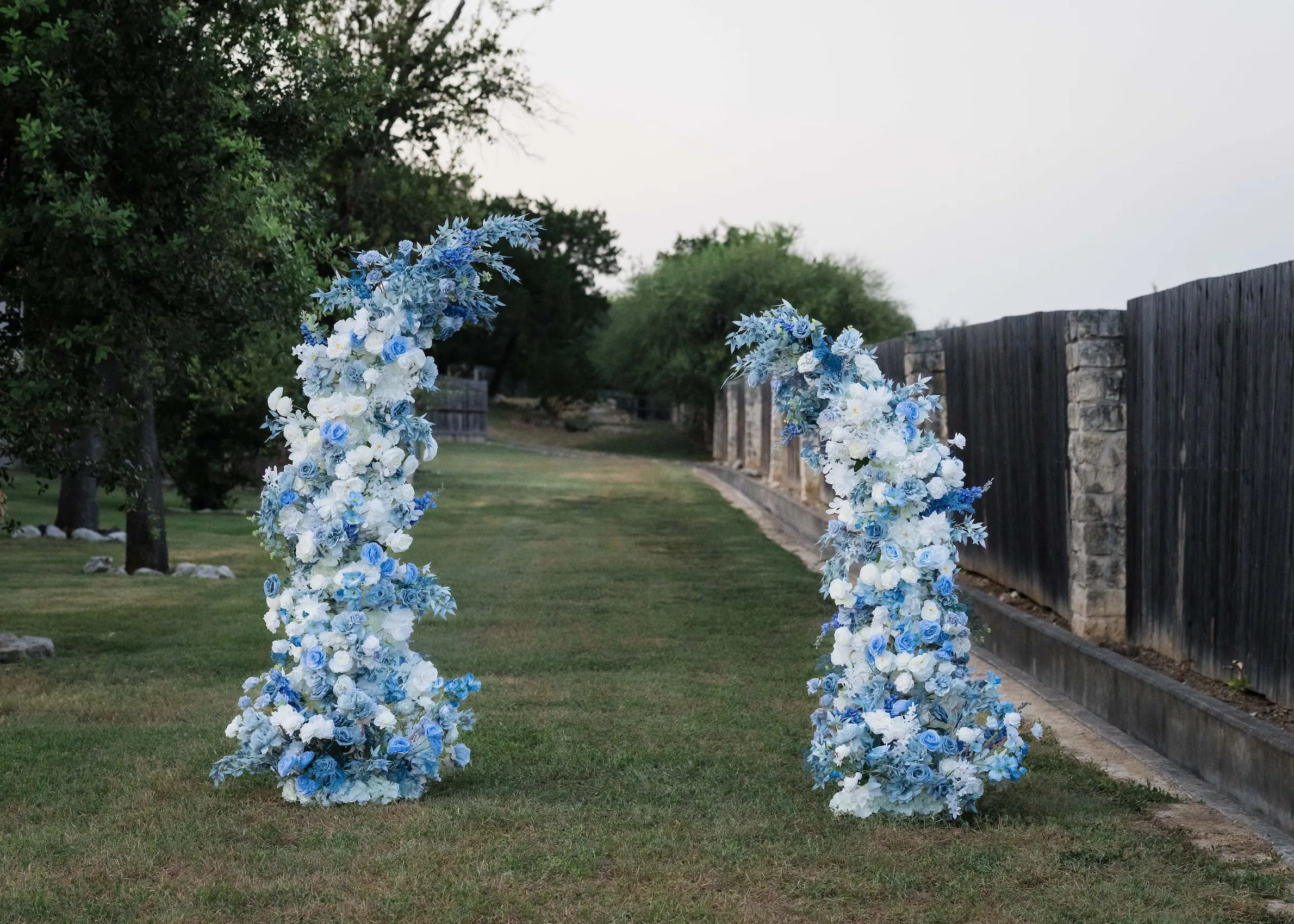 Blue Floral Pillars