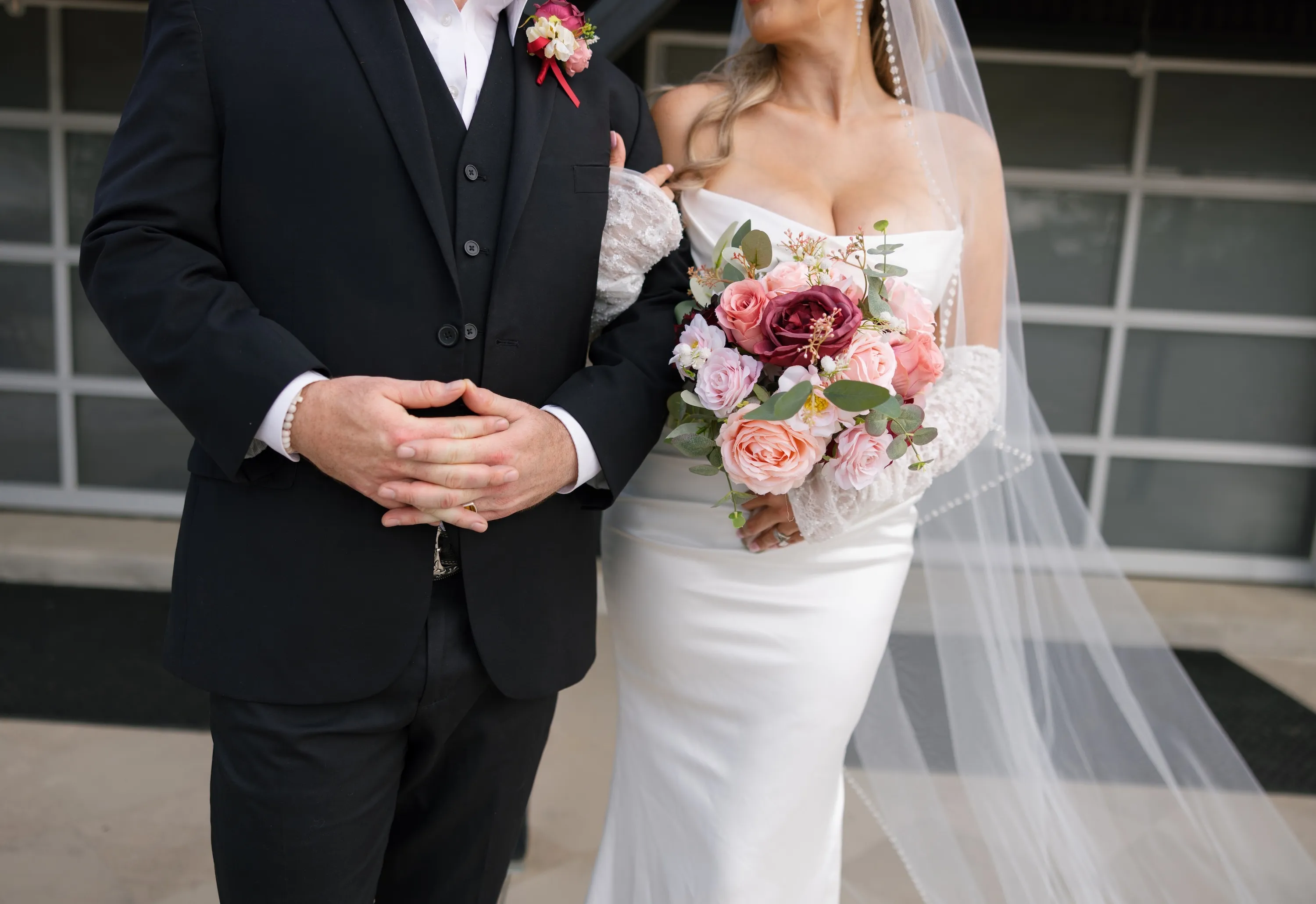Burgundy and Pink Bouquets