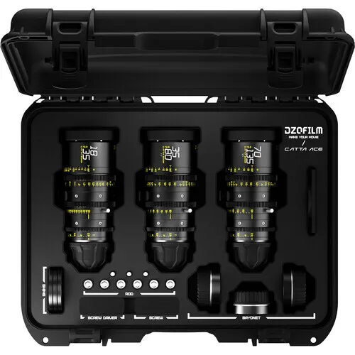 DZOFILM Catta Ace Cine 3-Lens Bundle with 18-35mm, 35-80mm, 70-135mm T2.9 Lens for PL Mount and Canon EF, Black