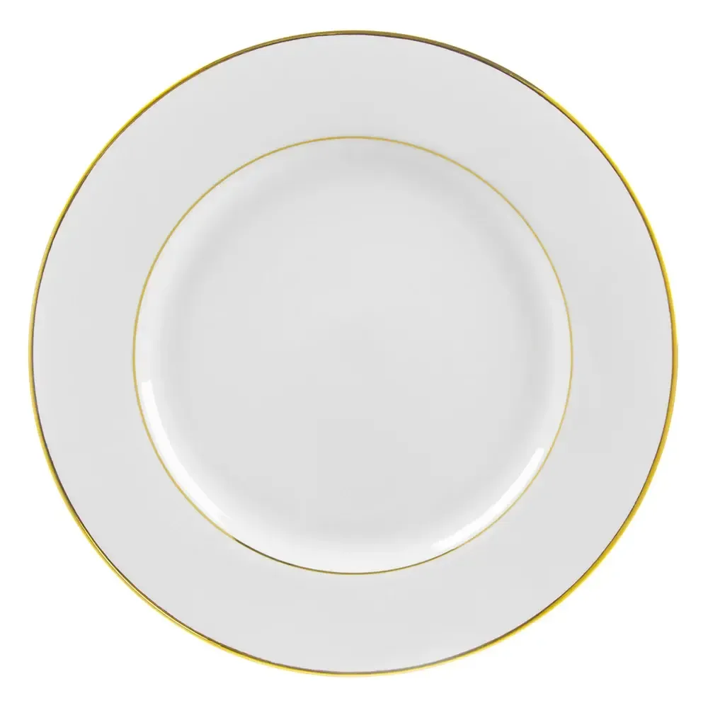 White Salad Plate with Gold Edge