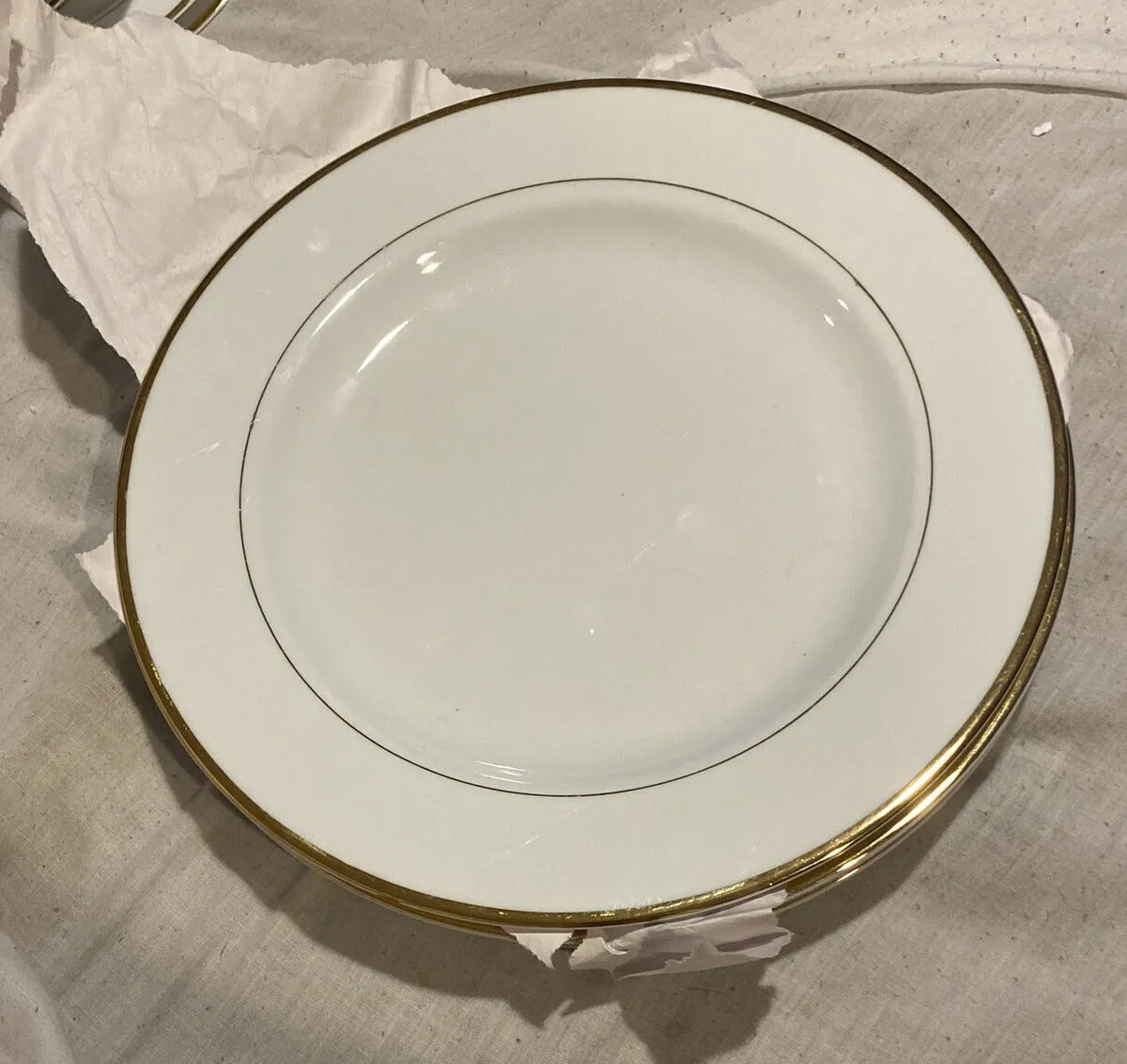 White Dinner Plate with Gold Edge