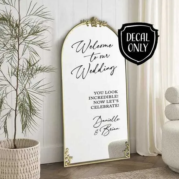 Gold tall mirror welcome sign