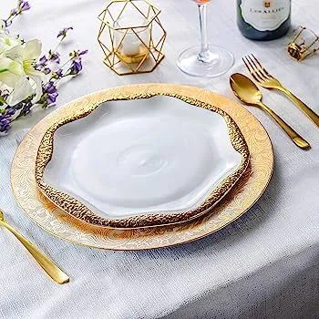Gold floral charger plate