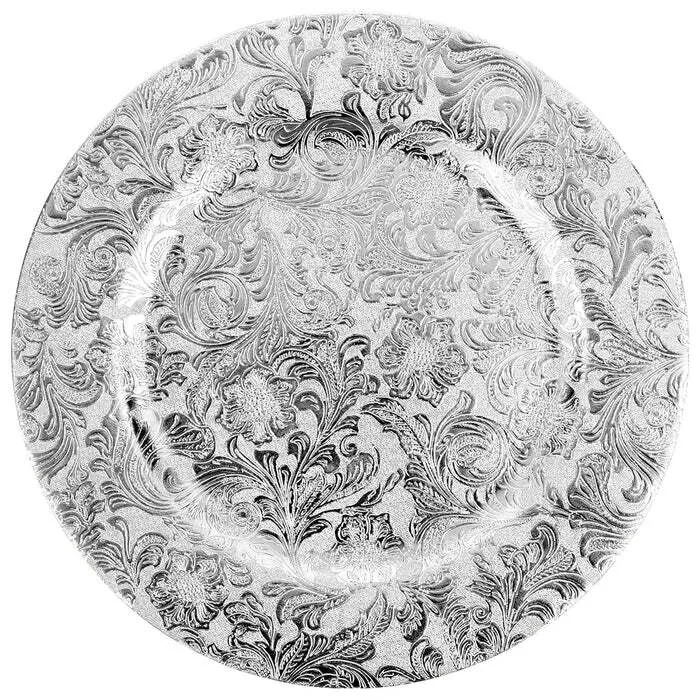 Silver floral charger plate