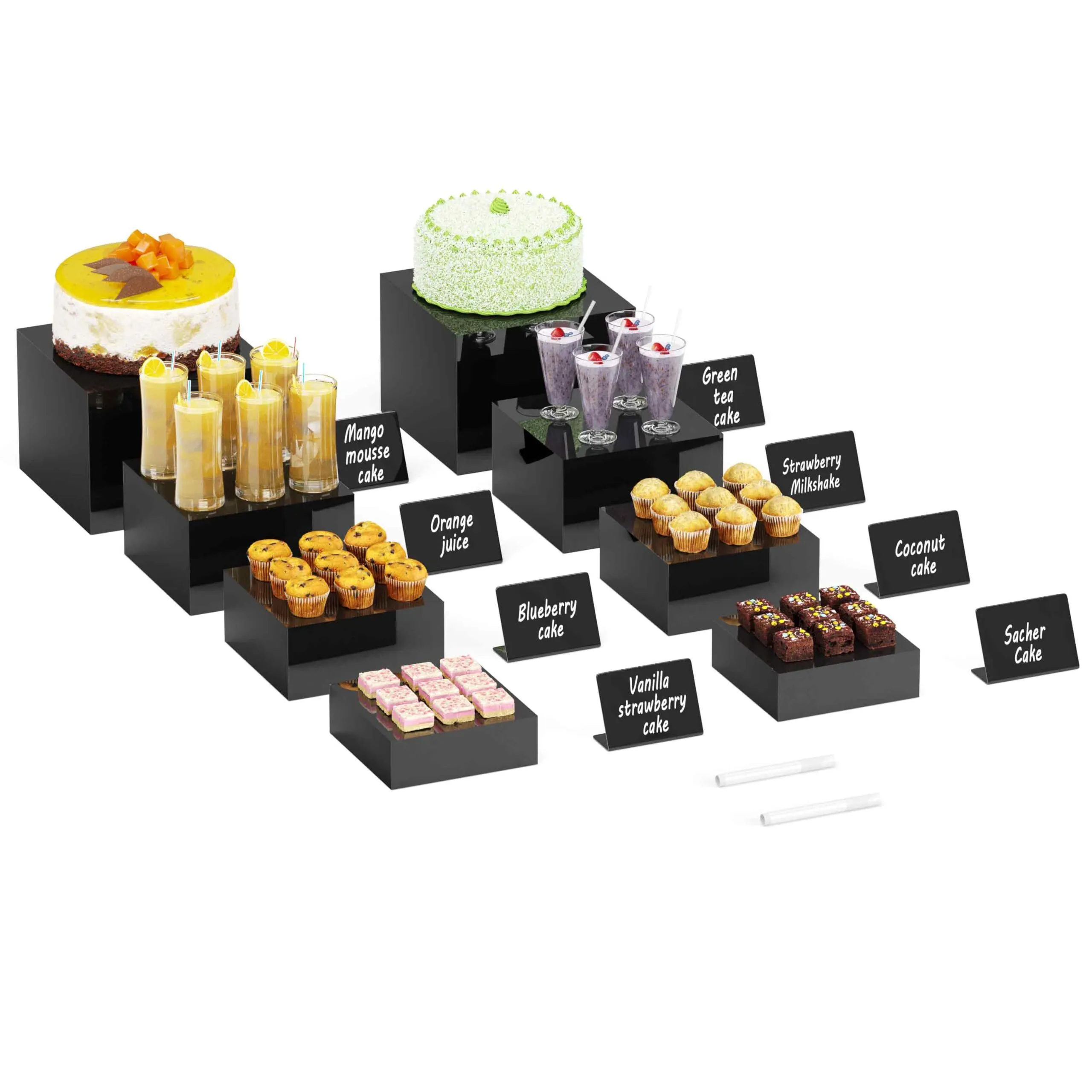 Food risers - Black set of 8 