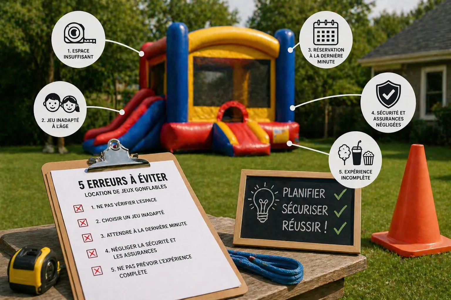 Jeu gonflable installé de façon sécuritaire avec enfants qui jouent lors d’un événement extérieur au Centre-du-Québec