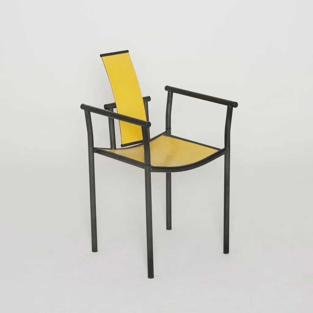 Fauteuil jaune des années 80, designer inconnu