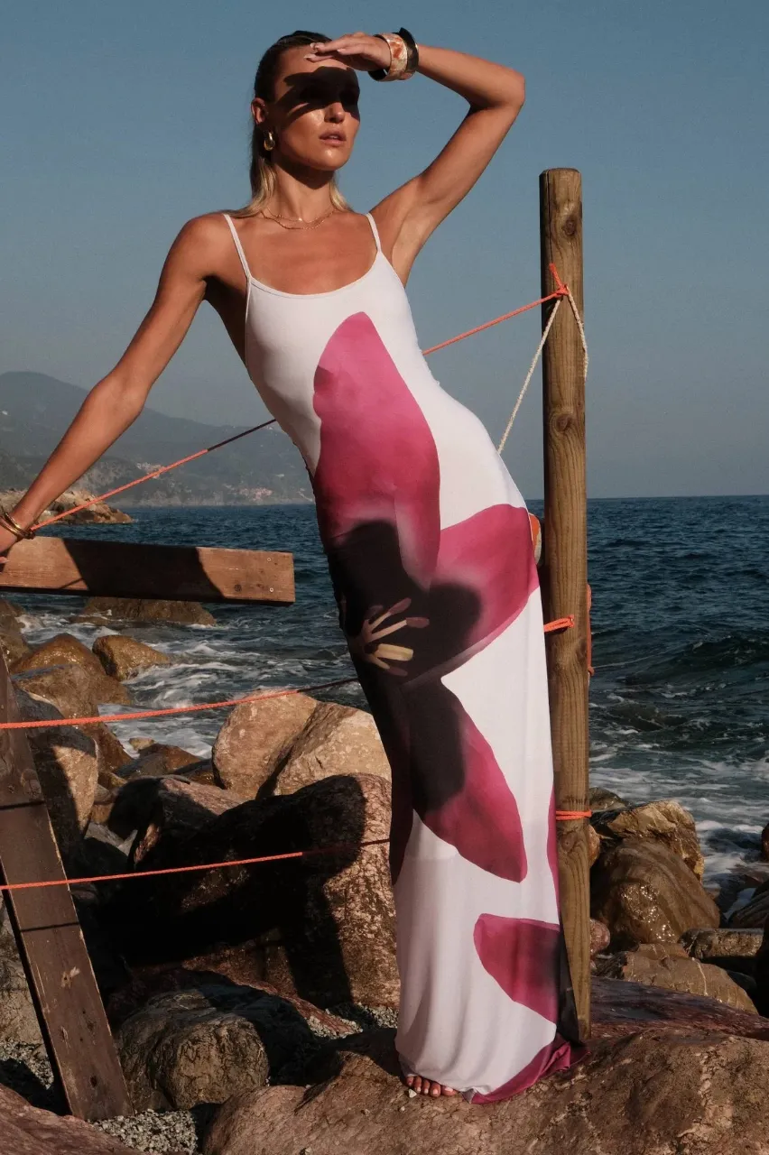 With Harper Lu Pearl Lily Floral slip dress