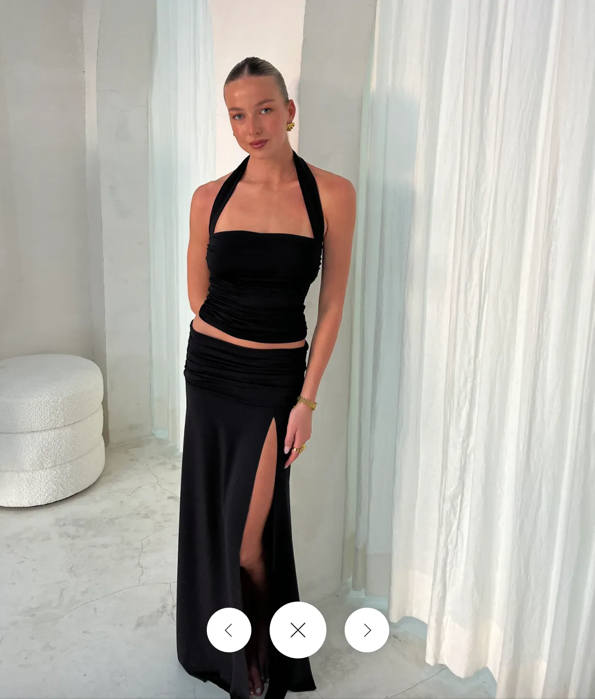 Mode Mila kai halter/remi skirt set black 