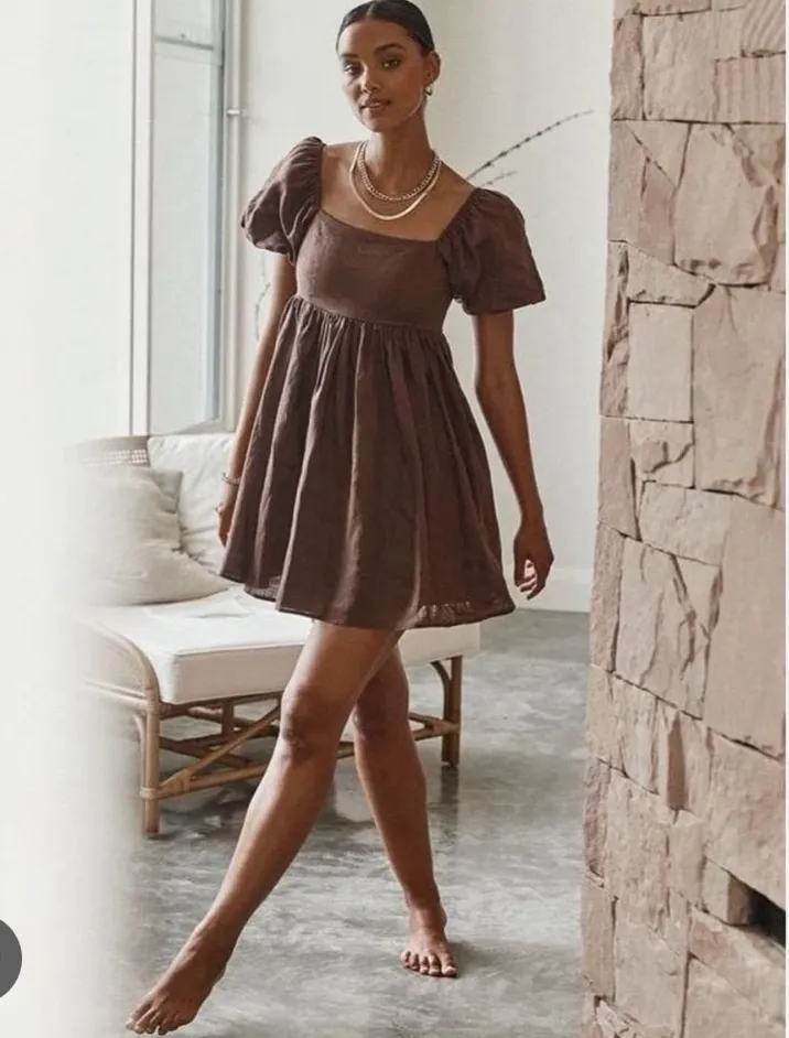 Dissh Danielle Linen Dress in chocolate 