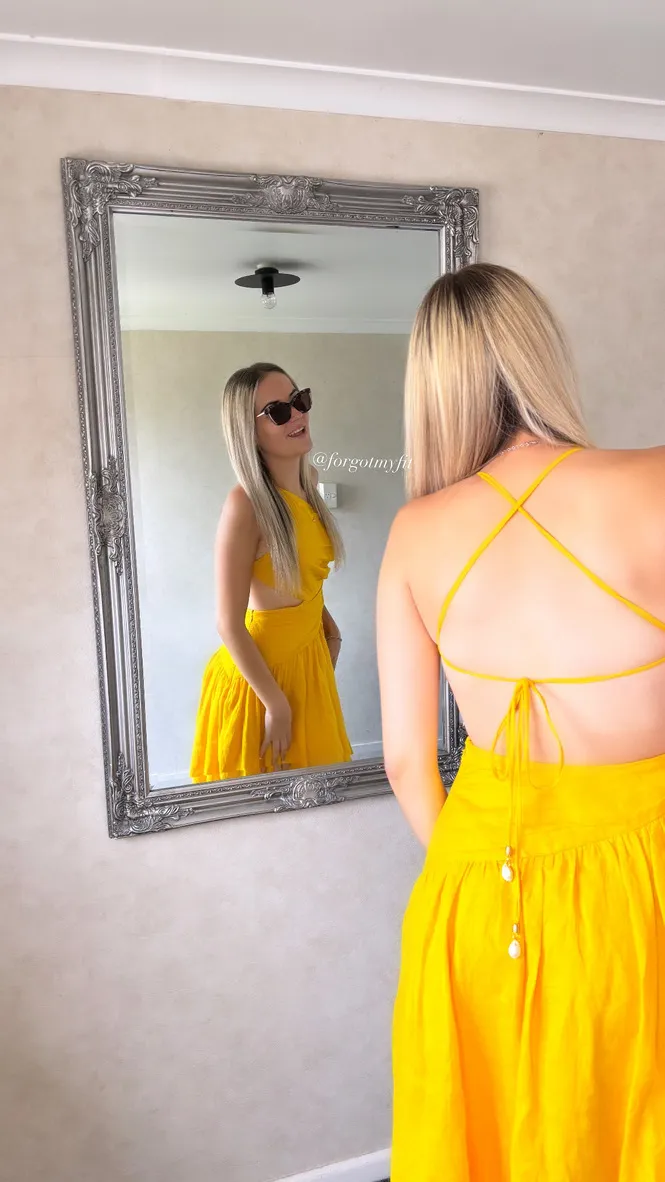 Zimmermann Ginger Asymmetrical Midi Dress in yellow 