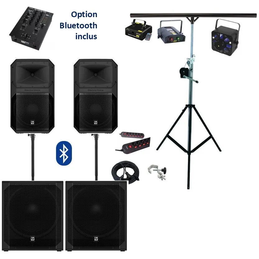  PACK Sérénité 200 à 300 personnes HP-15" + SUB-18" & LASER