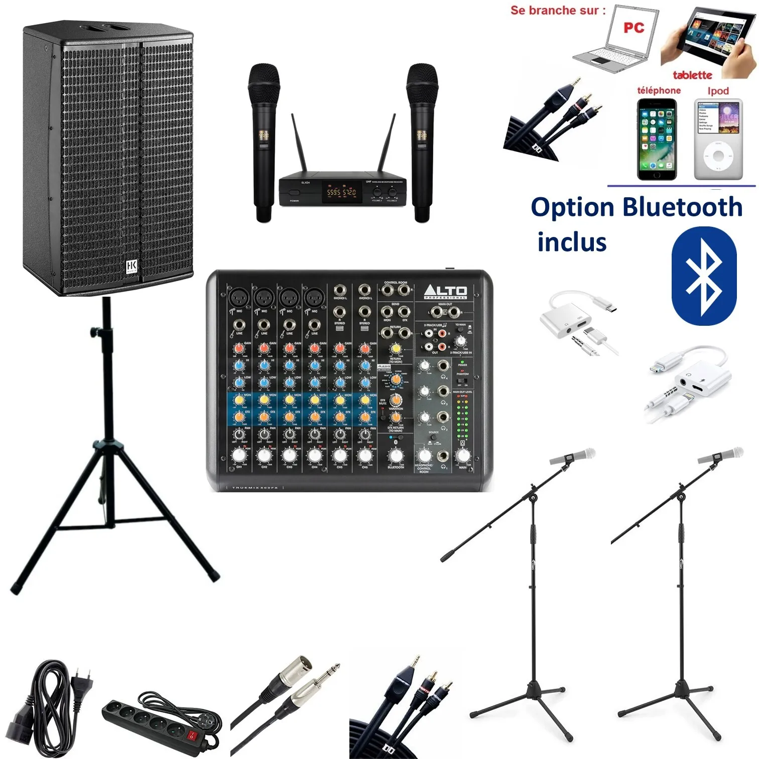 Karaoké PRO MIX - 2 Micros + Sonorisation 50 personnes - SANS Projection