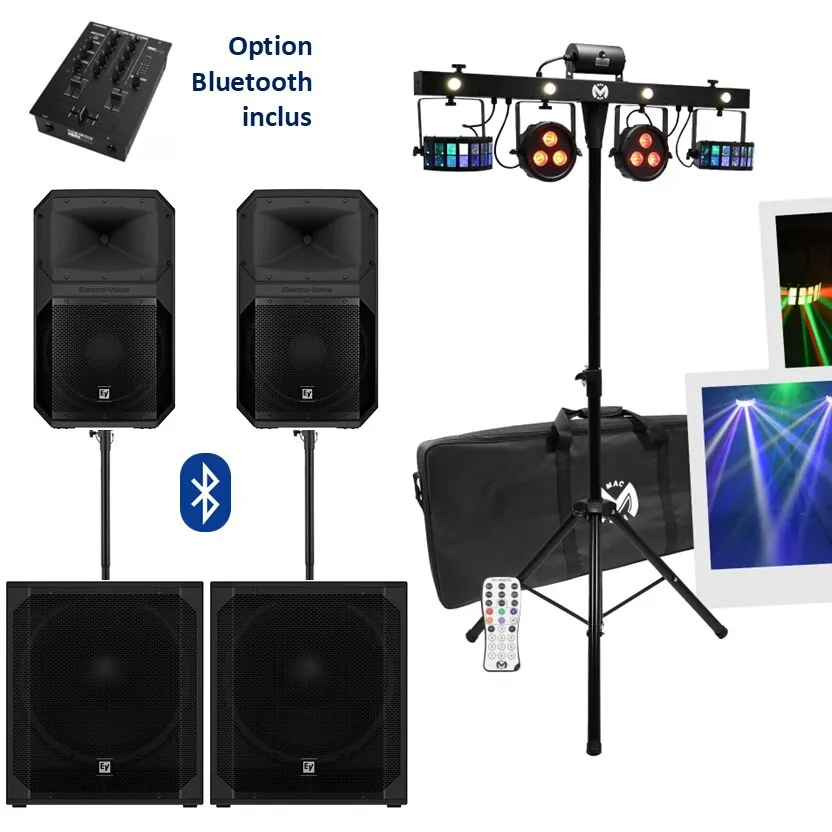  PACK Sérénité 200 à 300 personnes HP-15" + SUB-18" & Essentiel 2