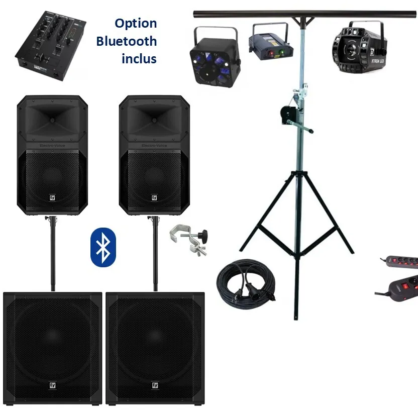  PACK Sérénité 200 à 300 personnes HP-15" + SUB-18" & PRO 2