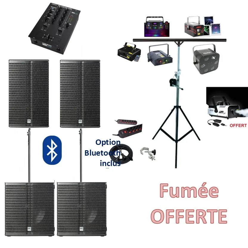 PACK Sérénité 150 à 200 personnes HP-12" + SUB-15" & LASER XL