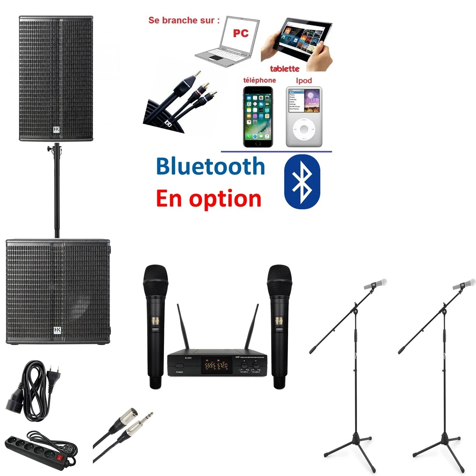 Karaoké BASIQUE - 2 Micros + Sonorisation 100 Personnes  - SANS Projection