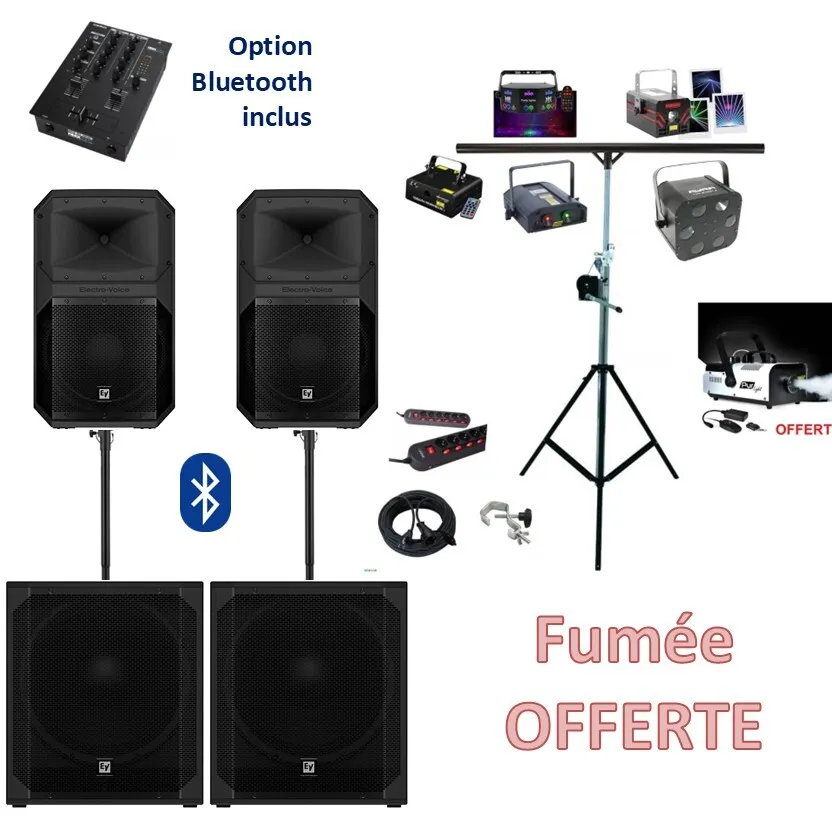  PACK Sérénité 200 à 300 personnes HP-15" + SUB-18" & LASER XL