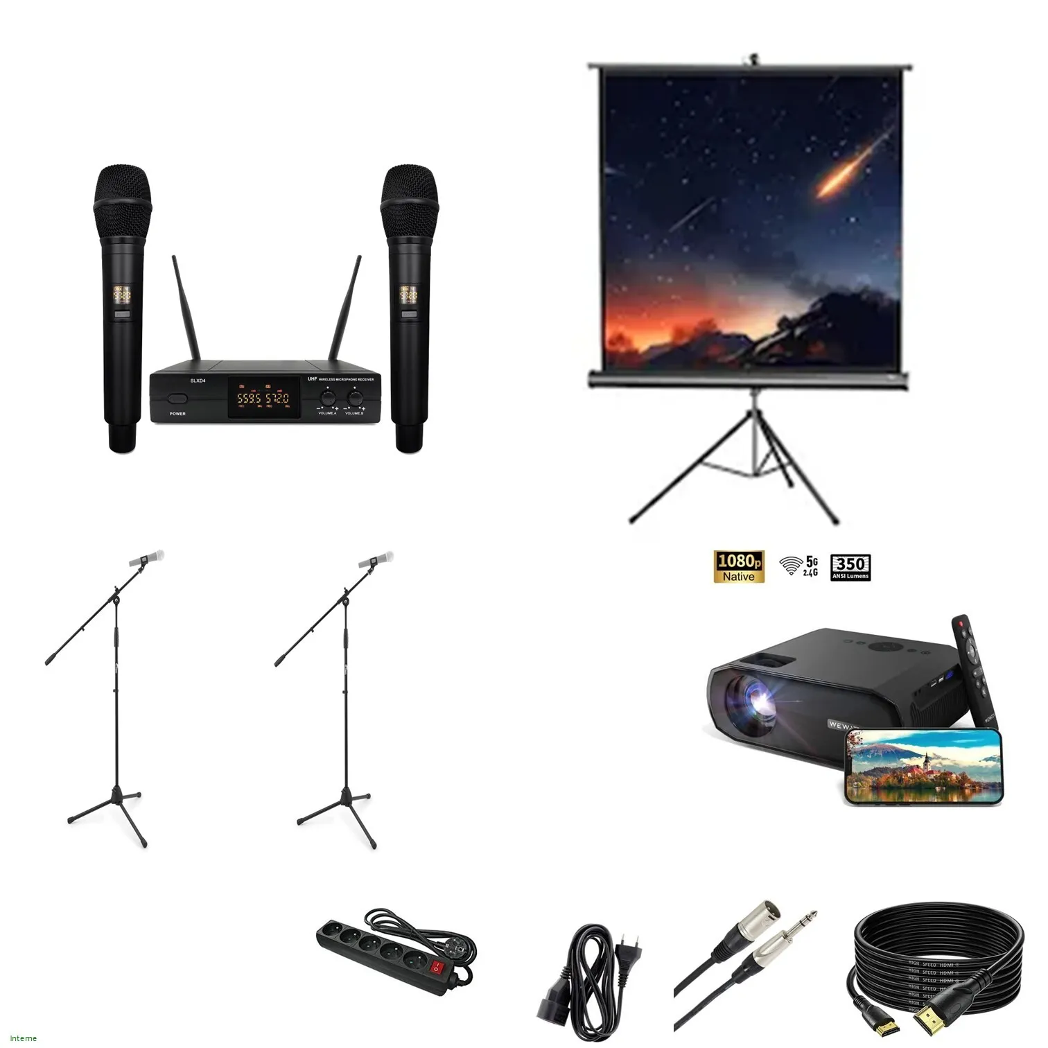 Karaoké BASIQUE - 2 Micros +  AVEC Projection - SANS Sonorisation