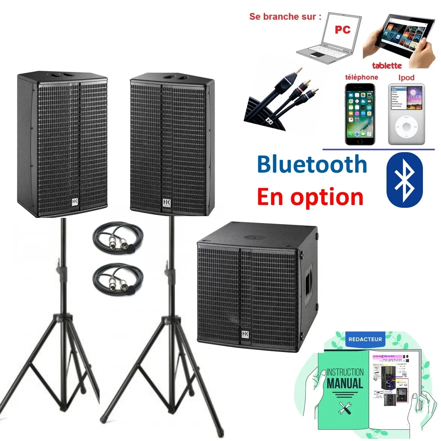 Pack EXPRESS 100 à 150 personnes HP-12" + SUB-15" (SANS Bluetooth)