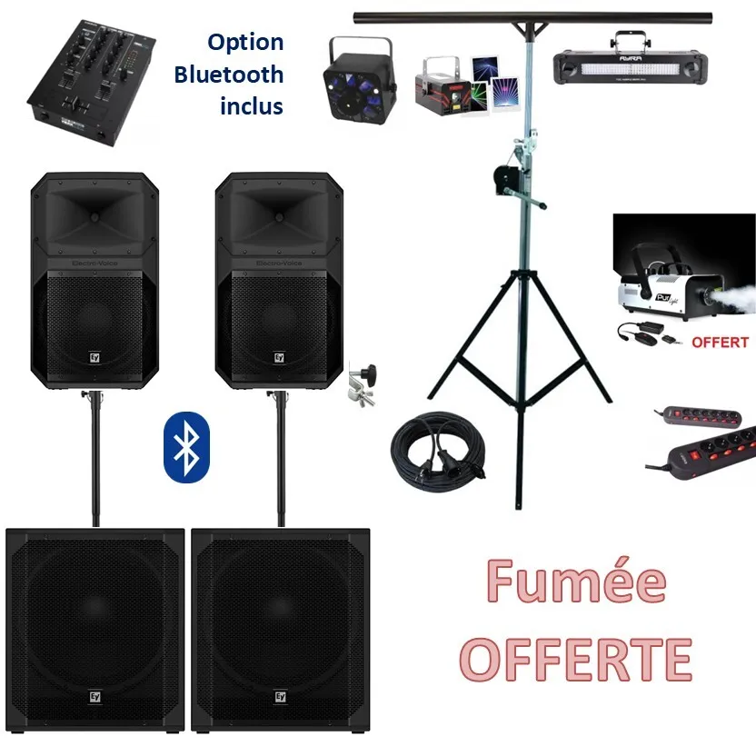  PACK Sérénité 200 à 300 personnes HP-15" + SUB-18" & PRO 3
