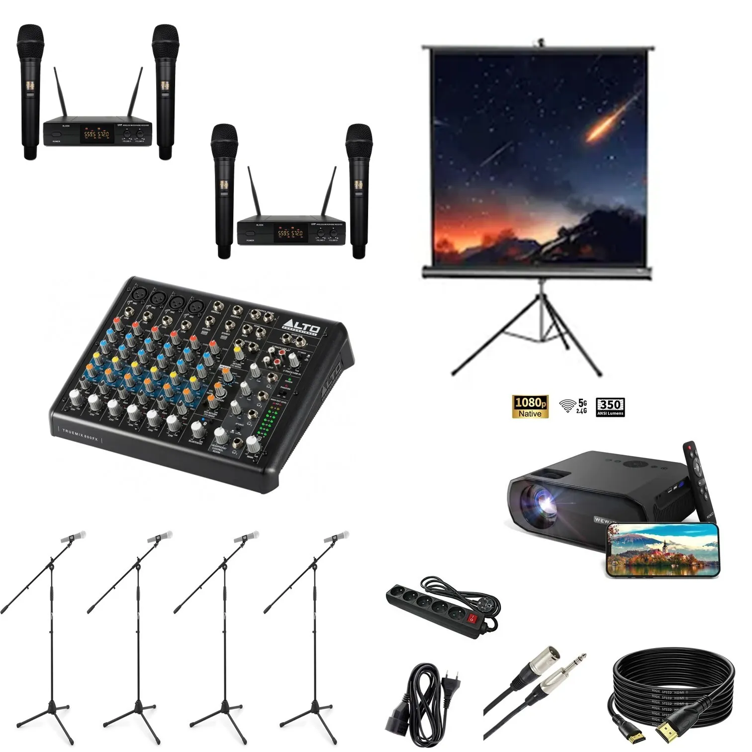 Karaoké PRO MIX - 4 Micros + AVEC Projection - SANS Sonorisation