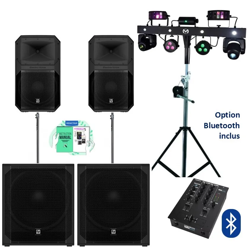 Pack EXPRESS 200 à 300 personnes HP-15" + SUB-18" & Essentiel 3