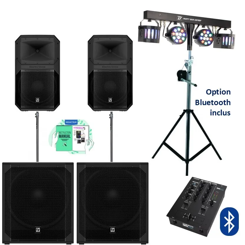 Pack EXPRESS 200 à 300 personnes HP-15" + SUB-18" & Essentiel 1