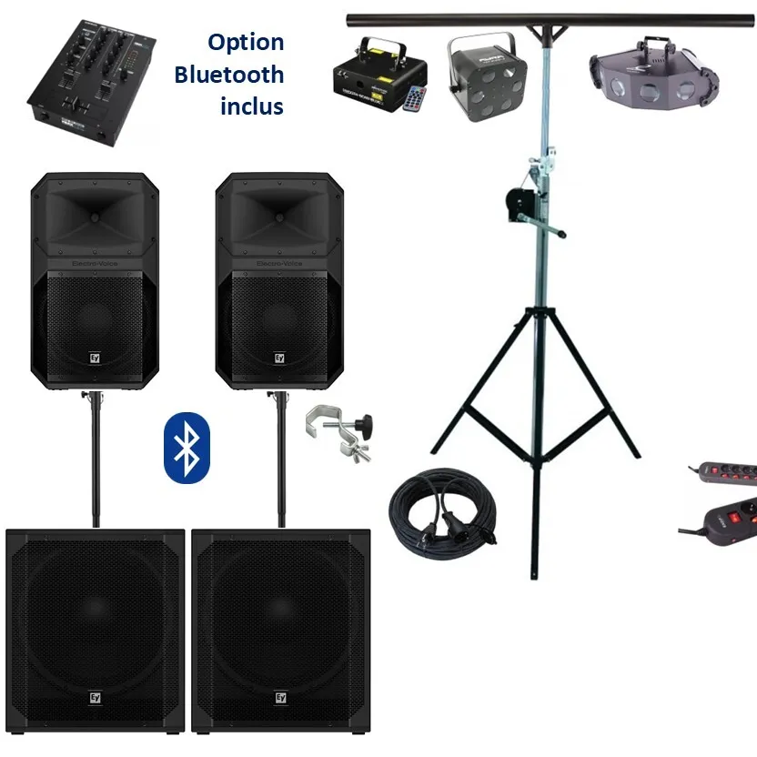  PACK Sérénité 200 à 300 personnes HP-15" + SUB-18" & PRO 1