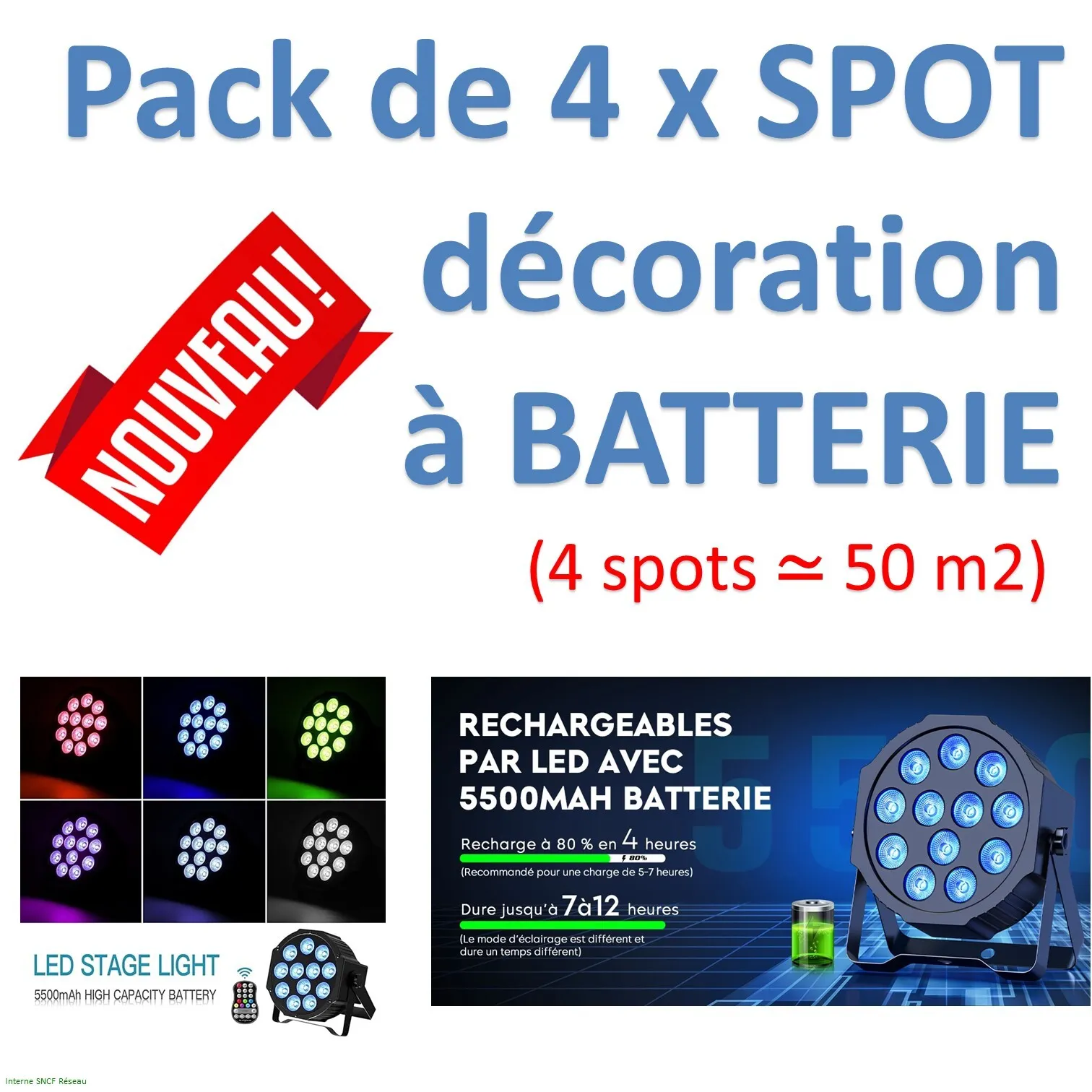 PACK Décoration / Ambiance à BATTERIE (Lot de 4)