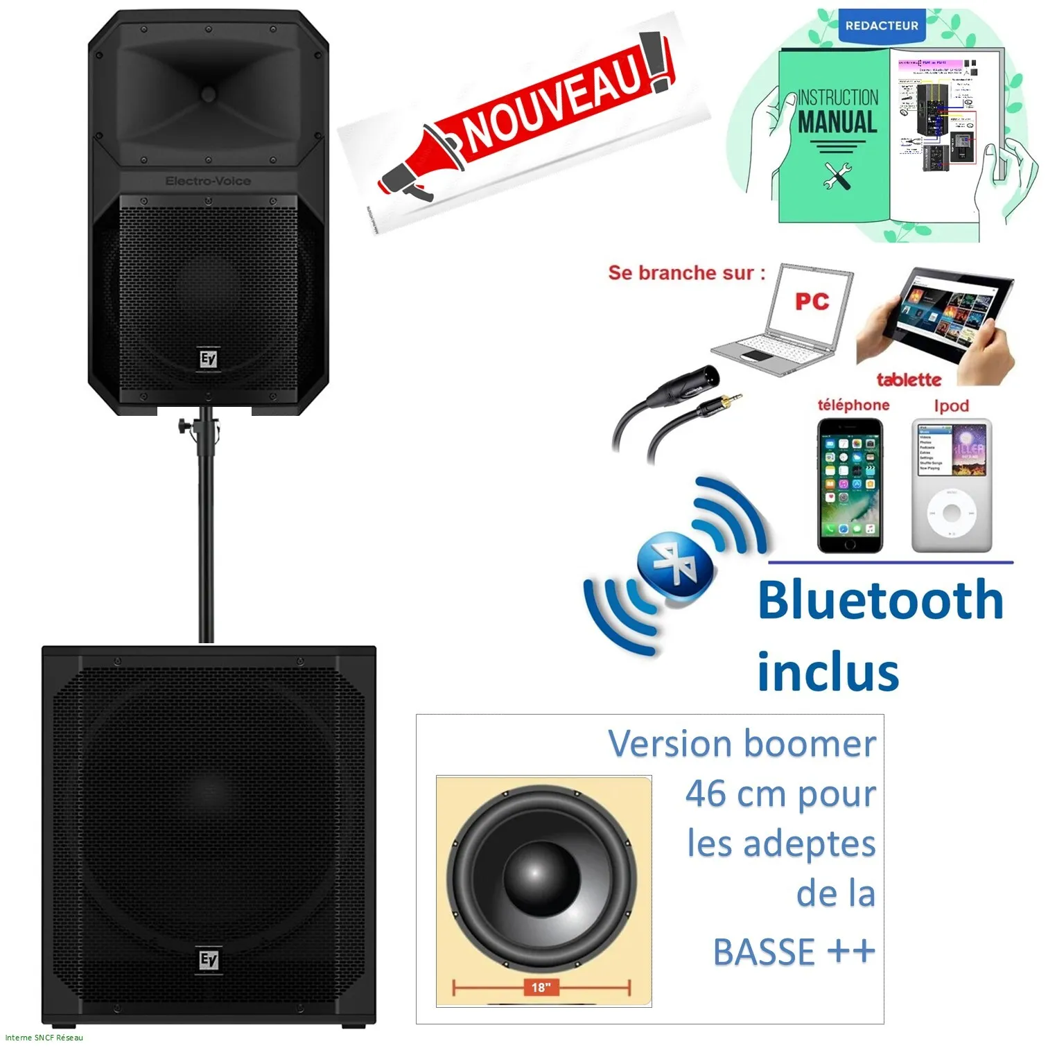 Pack EXPRESS 50 à 100 personnes HP-15" + SUB-18"