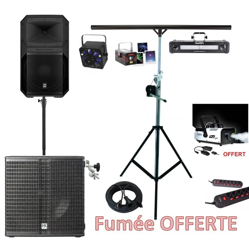  Pack Sérénité 50 à 100 personnes HP12" + SUB-15" & PRO 3